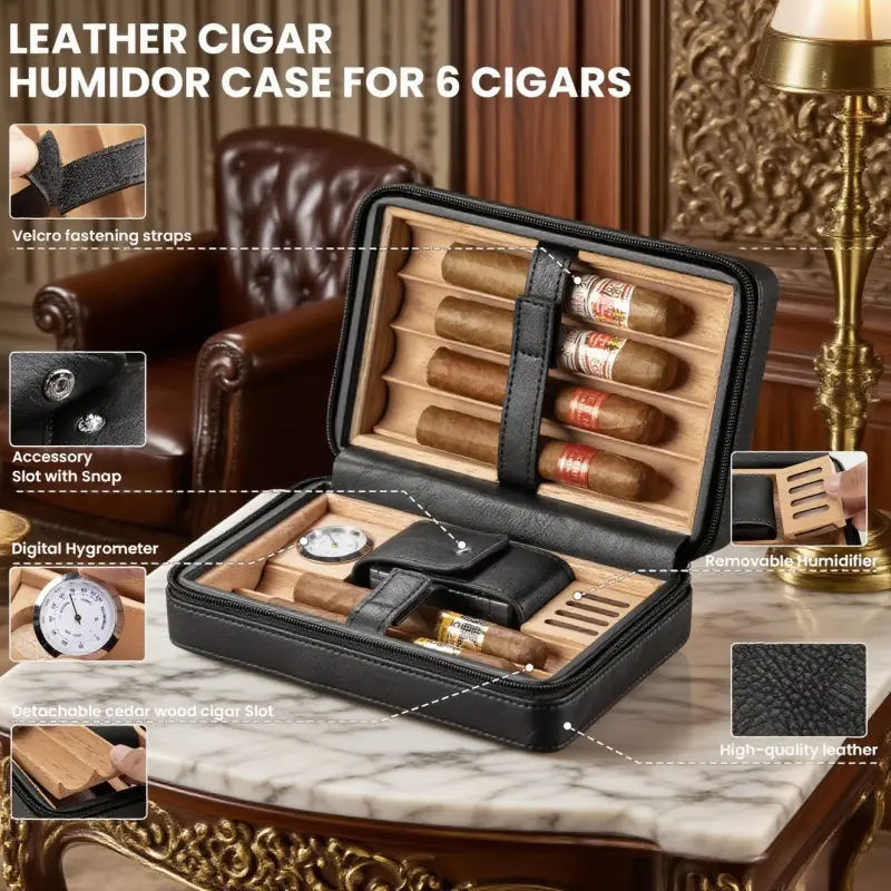 5976bfdc2156404f83c448f787287239-goods Utazó humidor- cédrusfa 6 szivarhoz - Image 1