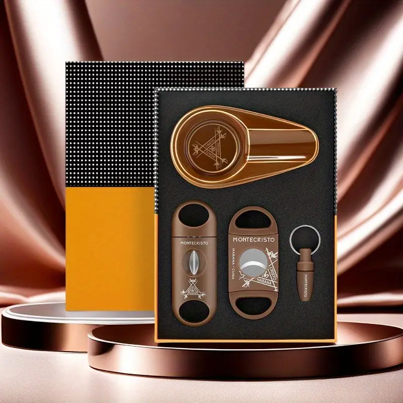 7cf2068a0fed4fd59c979dab5b53142e-goods Montecristo porcelán hamutál és szivarvágó készlet dobozban-sárga - Image 1